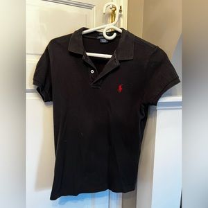 Ralph Lauren black “skinny polo” with Rutgers logo size large